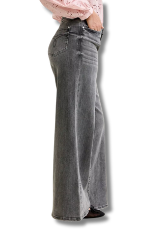 Judy Blue Mid Rise Palazzo Split Back Yoke