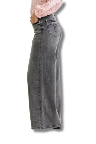 Judy Blue Mid Rise Palazzo Split Back Yoke
