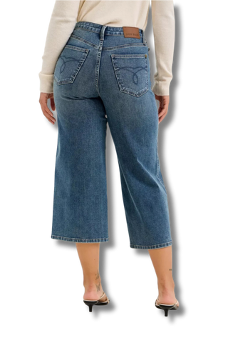 Judy Blue High Rise"Dottie" Wide Crop Md Quarry Fade Jeans