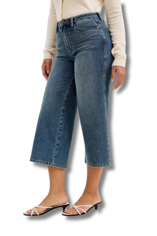 Judy Blue High Rise"Dottie" Wide Crop Md Quarry Fade Jeans