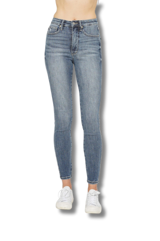Judy Blue High Waisted Tummy Control Hem Destroy Skinny Jeans
