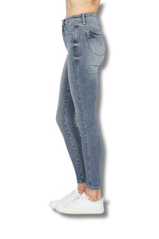 Judy Blue High Waisted Tummy Control Hem Destroy Skinny Jeans