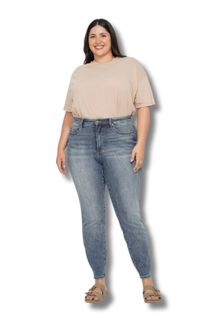 Judy Blue High Waisted Tummy Control Hem Destroy Skinny Jeans