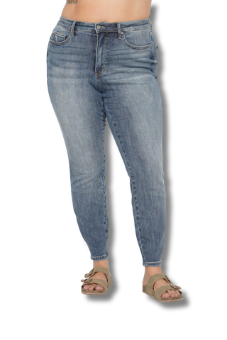 Judy Blue High Waisted Tummy Control Hem Destroy Skinny Jeans