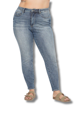 Judy Blue High Waisted Tummy Control Hem Destroy Skinny Jeans