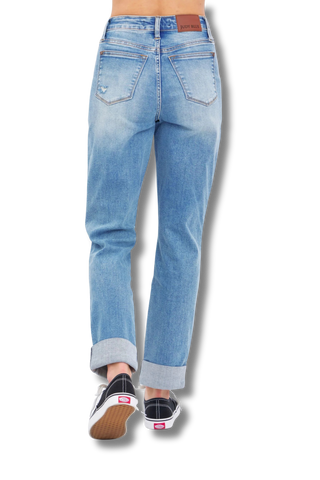 Judy Blue High Waist Patch Pocket & Destroy Boyfriend Jeans