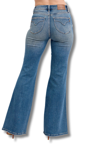 Judy Blue Midrise Tummy Control Vintage Wash Flare Jeans