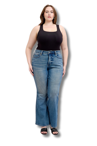 Judy Blue Midrise Tummy Control Vintage Wash Flare Jeans