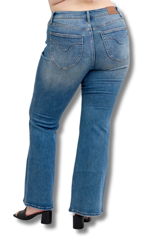 Judy Blue Midrise Tummy Control Vintage Wash Flare Jeans