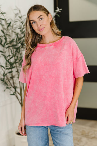 Everyday Mineral Wash Relaxed Top in Fuchsia
