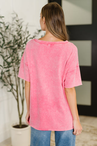 Everyday Mineral Wash Relaxed Top in Fuchsia