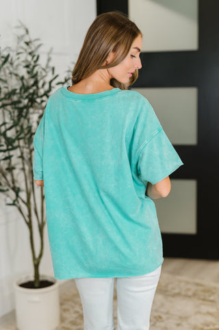 Everyday Mineral Wash Relaxed Top in Turquoise
