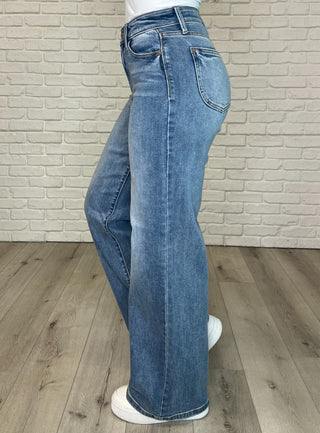 High Rise Vintage Wash Retro Wide Leg