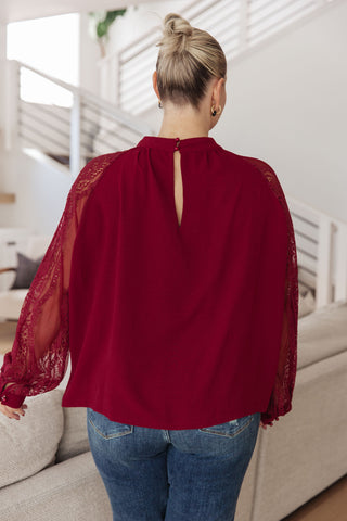 Festive Rose Lace Sleeves Blouse