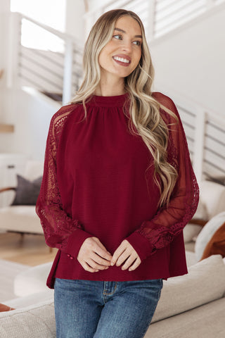 Festive Rose Lace Sleeves Blouse