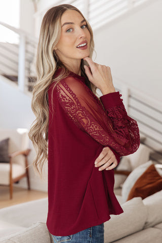 Festive Rose Lace Sleeves Blouse