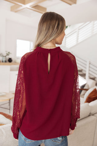 Festive Rose Lace Sleeves Blouse