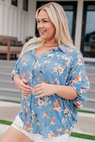 Lagoon Breeze Floral Button Down