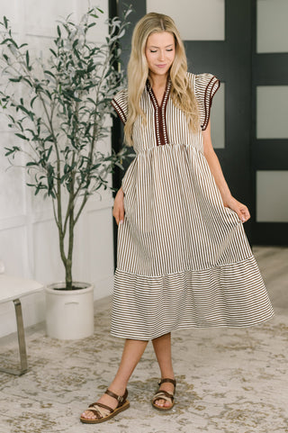 Afternoon by the Sea Cap Sleeve Tiered Dress