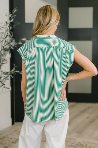 The Harbor Sleeveless V-Neck Blouse in Green