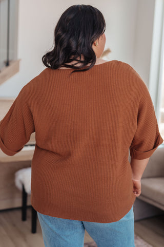 Easy Days Knit Sweater Top in Rust