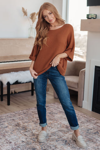 Easy Days Knit Sweater Top in Rust