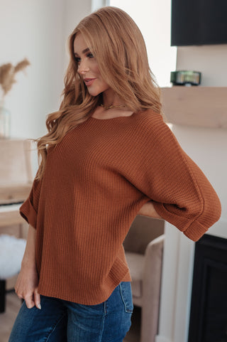 Easy Days Knit Sweater Top in Rust