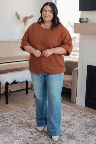 Easy Days Knit Sweater Top in Rust