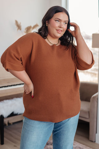 Easy Days Knit Sweater Top in Rust