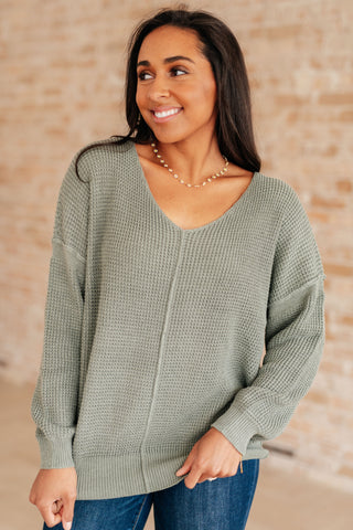 Morning Tide Sage V-Neck Sweater