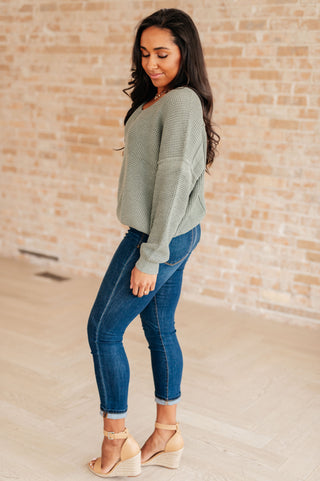 Morning Tide Sage V-Neck Sweater