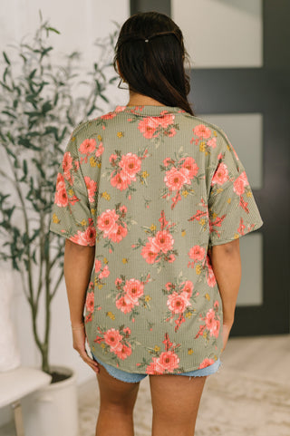 Sage Floral V-Neck Top