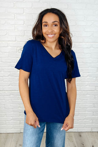 Wore It Yesterday V-Neck Tee in Navy