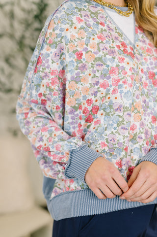 New Favorite Drop Shoulder Floral Pullover