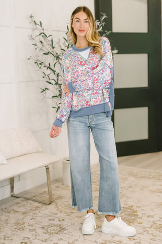 New Favorite Drop Shoulder Floral Pullover