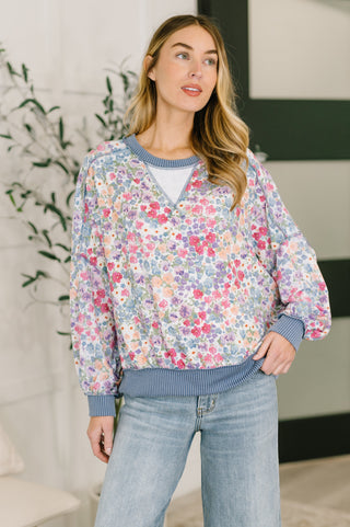 New Favorite Drop Shoulder Floral Pullover