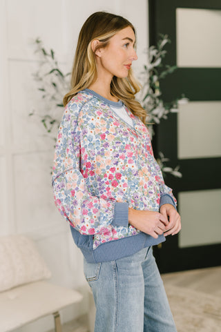 New Favorite Drop Shoulder Floral Pullover