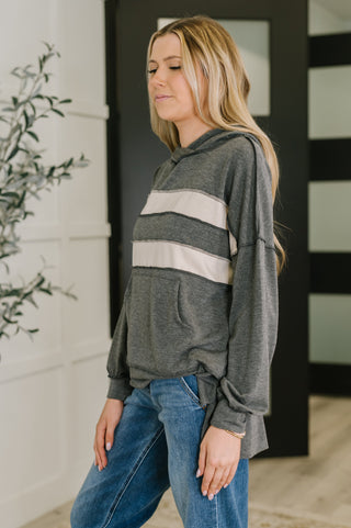 Heather Gray Stripe Pullover Hoodie