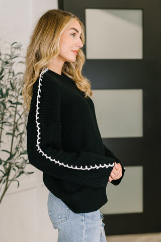 Easy Stitch Crewneck Sweater in Black