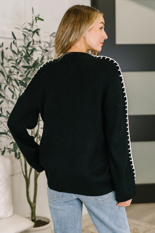 Easy Stitch Crewneck Sweater in Black