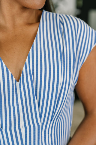 The Nantucket Pleated Smock Waist Maxi Dress in Blue