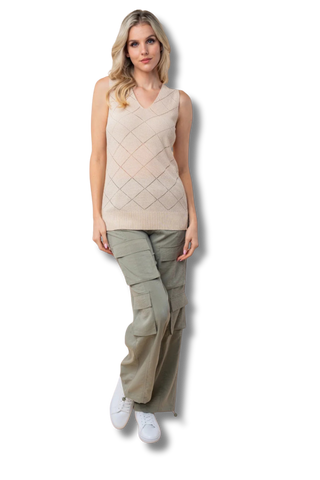 High Wasted Solid Woven Cargo Pants