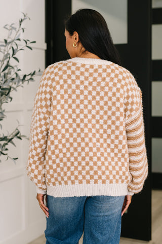 CloudSoft Pattern Mix Pullover in Taupe