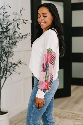 Textured Knit Color-Block French Terry Long Sleeve