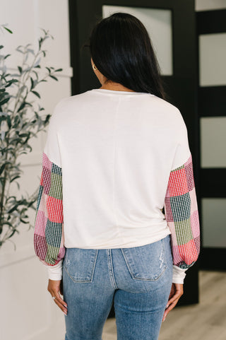 Textured Knit Color-Block French Terry Long Sleeve