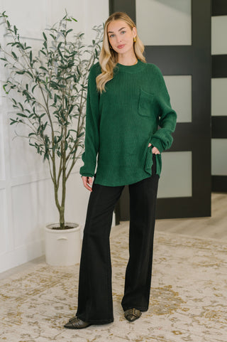 Cozy Textured Pullover in Hunter Green