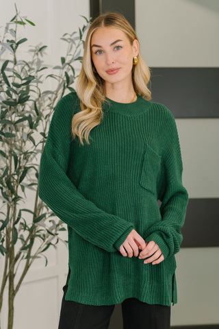 Cozy Textured Pullover in Hunter Green