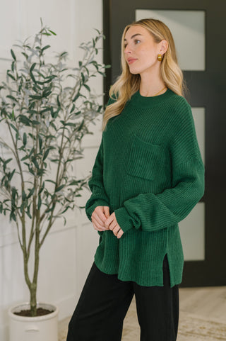 Cozy Textured Pullover in Hunter Green