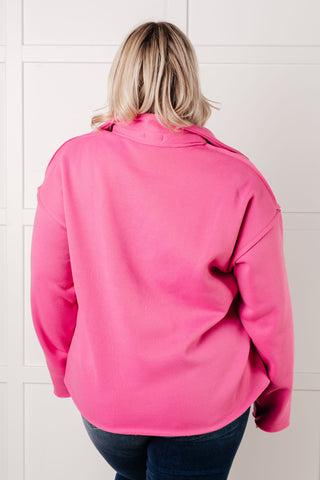 The lived in Collared Pullover in Hot Pink