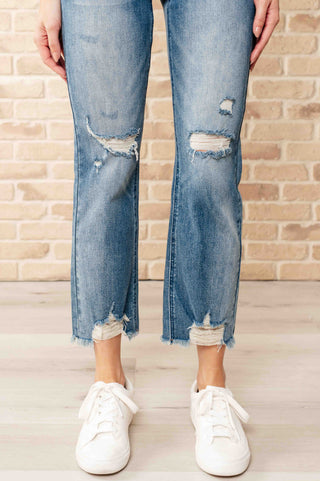 Sammy High Waist Distressed Crop Straight Leg Jeans